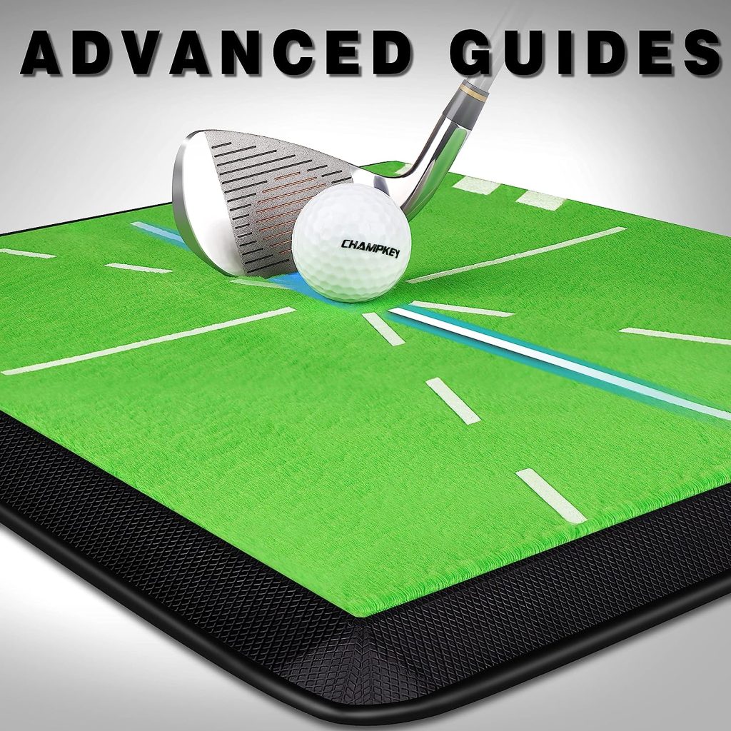 CHAMPKEY Premium Impact Golf Mat 1.0 Edition | Path Feedback Golf Practice Mat | Advanced Guides and Rubber Backing Golf Hitting Mat