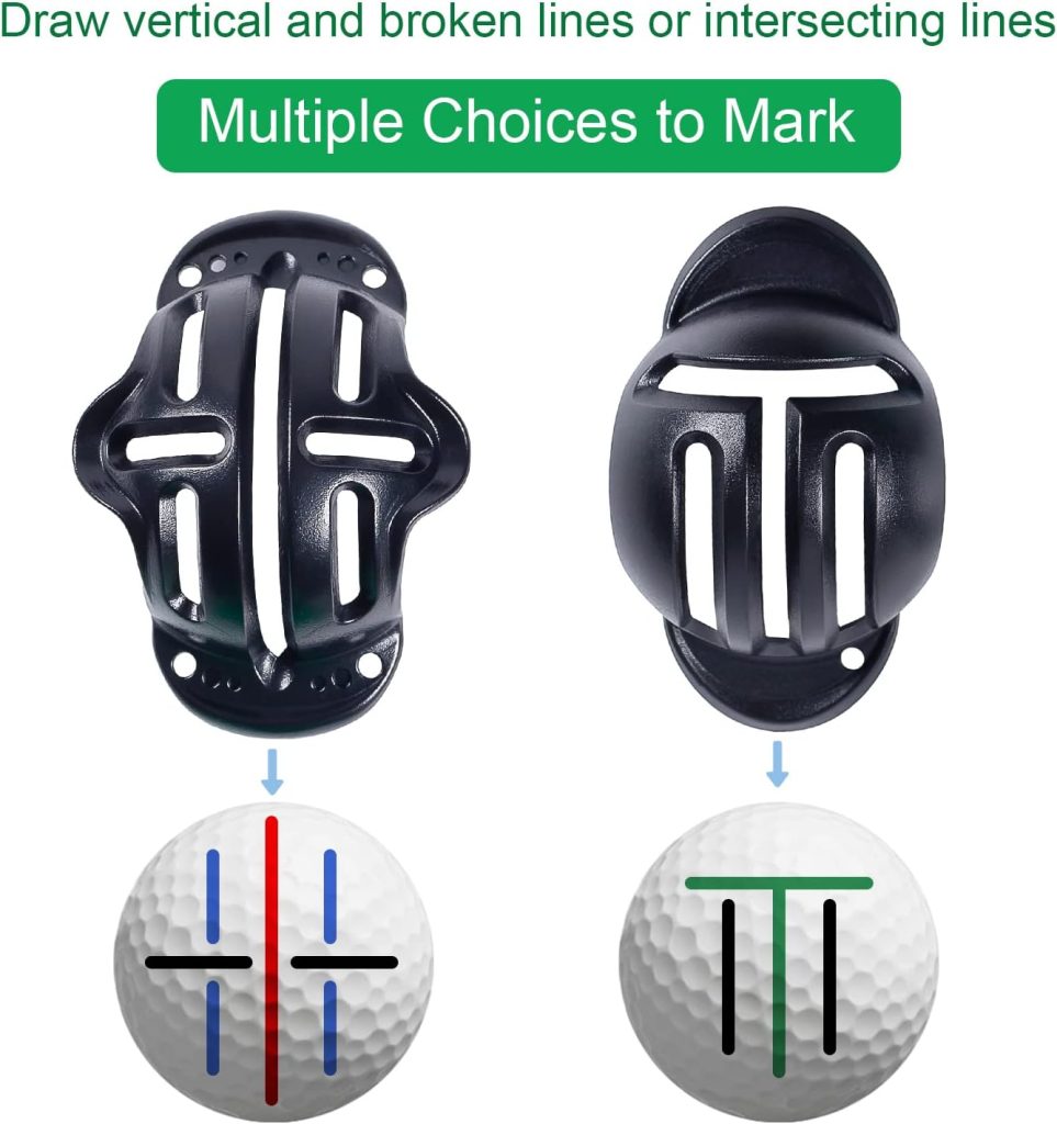 OlibaDu® Golf Ball Marker, Precision Golf Ball Alignment, 4 Golf Ball Marker Stencil and 4 Color Golf Ball Markers, Golf Ball Alignment and Identification Tool