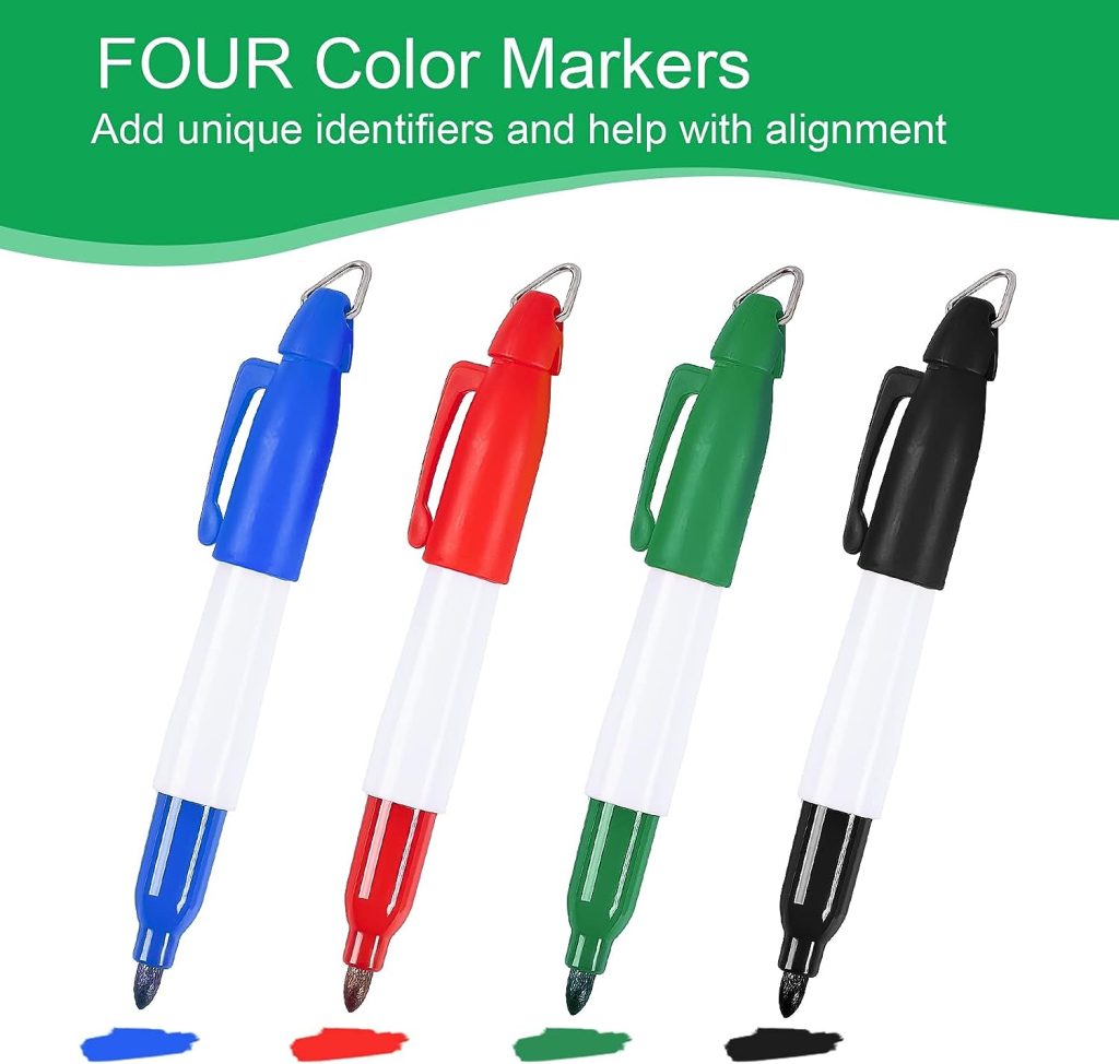 OlibaDu® Golf Ball Marker, Precision Golf Ball Alignment, 4 Golf Ball Marker Stencil and 4 Color Golf Ball Markers, Golf Ball Alignment and Identification Tool