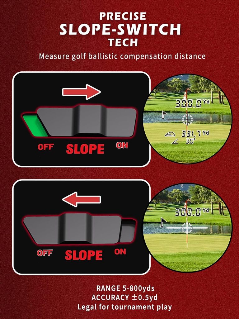 Range Finder Golfing, Fyobyye Slope Laser Golf Rangefinder, Golf Rangefinder with Slope Switch - Slope Measurement, Flag Lock Tech with Pulse Vibration, High Precision Golf Gifts Accessories for Men