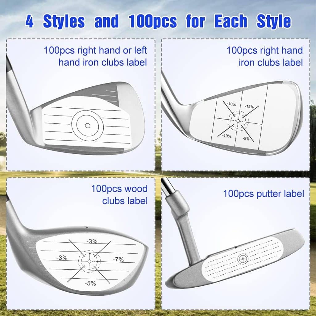 BicycleStore 400pcs Golf Impact Tape, Self-Teaching Golf Club Stickers Set for Woods, Irons or Putters, Reusable Impact Labels Golf Training Aid Equipment for Swing Sweet Spot Accuracy Diagnosis