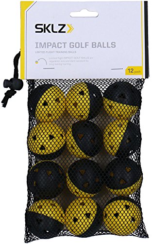SKLZ Limited-Flight Practice Impact Golf Balls, 12 Pack,Yellow