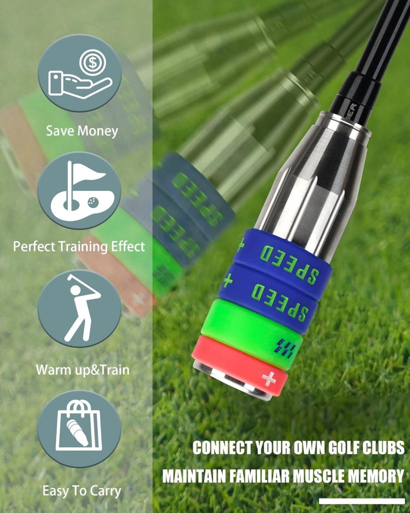 Big Crazy Golf Swing Speed Trainer Adjustable, Golf Training Equipment Three Weight Configuration Options, Golf Tempo Training Aids Connect Your Golf Clubs for Callaway Taylormade Ping Titleist