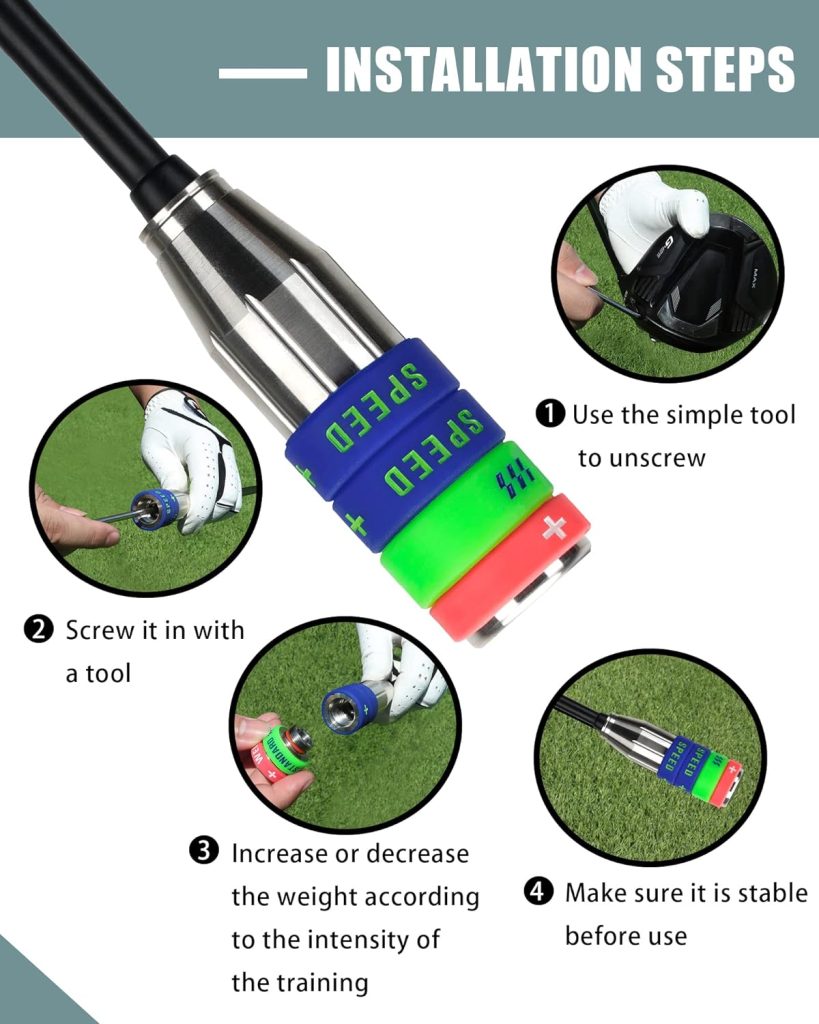 Big Crazy Golf Swing Speed Trainer Adjustable, Golf Training Equipment Three Weight Configuration Options, Golf Tempo Training Aids Connect Your Golf Clubs for Callaway Taylormade Ping Titleist
