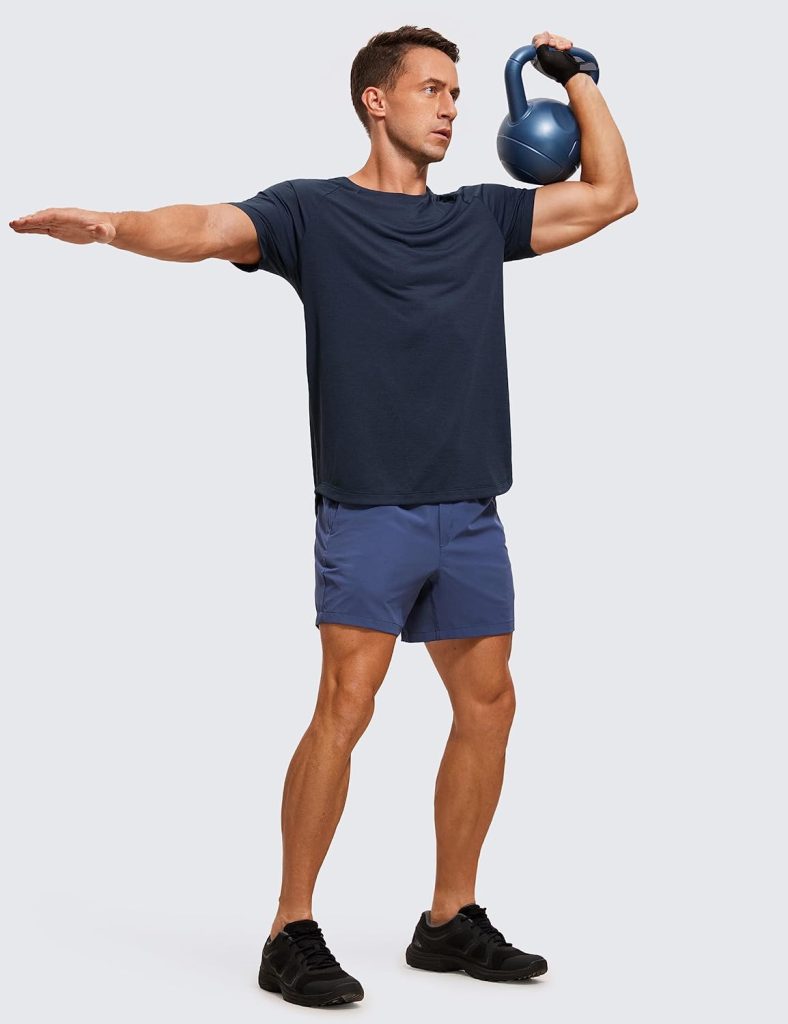 CRZ YOGA Mens Lightweight Short Sleeve T-Shirt Quick Dry Workout Running Athletic Tee Shirt Tops
