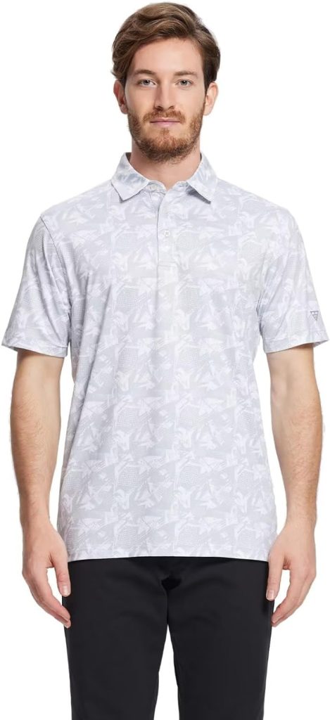 Golf Shirts for Men Dry Fit Short Sleeve Print Performance Moisture Wicking Polo Shirt