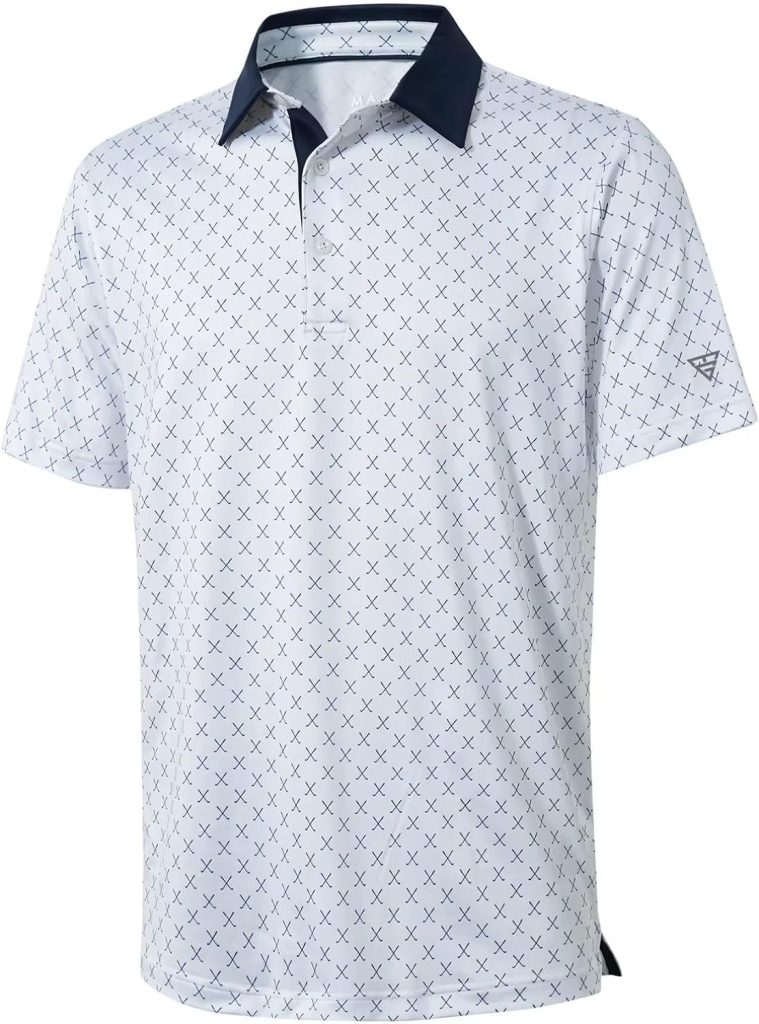 Golf Shirts for Men Dry Fit Short Sleeve Print Performance Moisture Wicking Polo Shirt