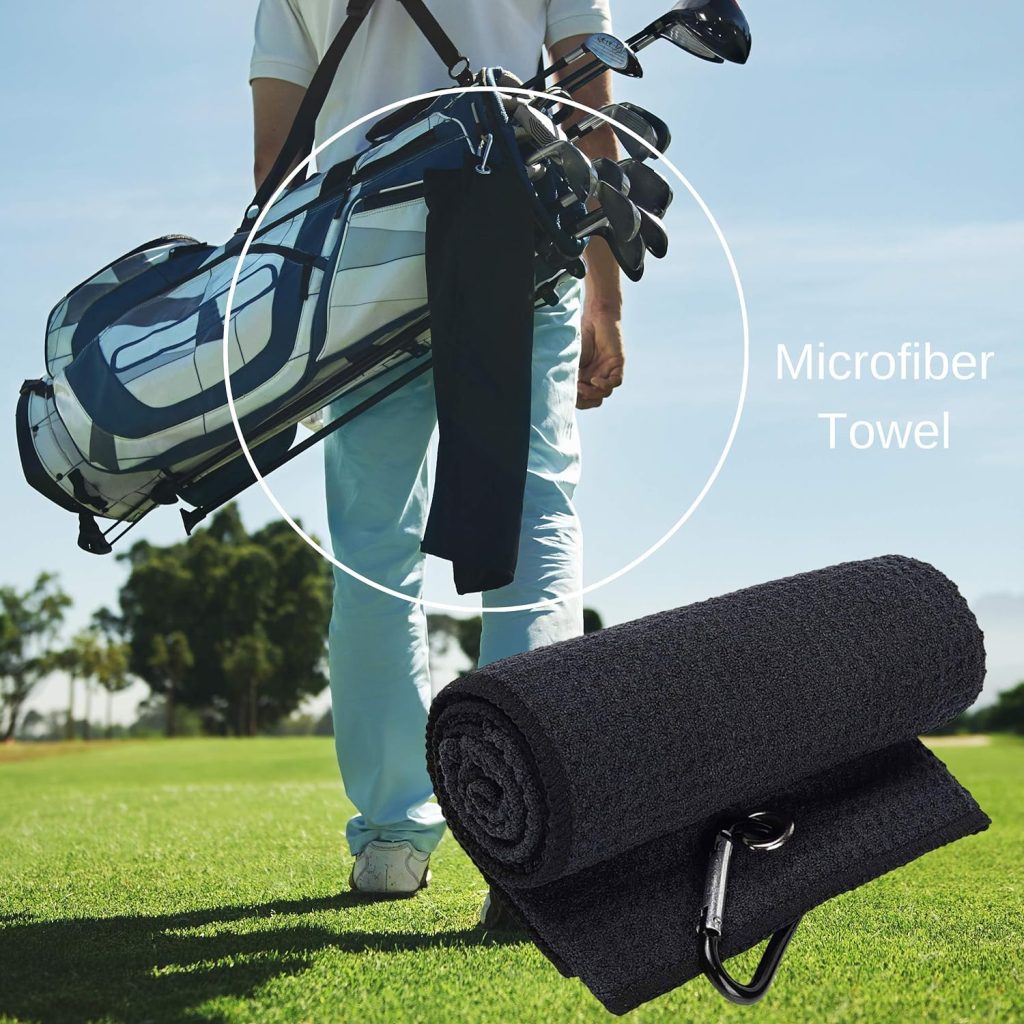 RE GOODS Golf Accessories Kit - Includes Towel, Ball Holder, Brush, Divot Repair Tool, 2 Ball Alignment Stencil, Tee Holder, Putting Marker