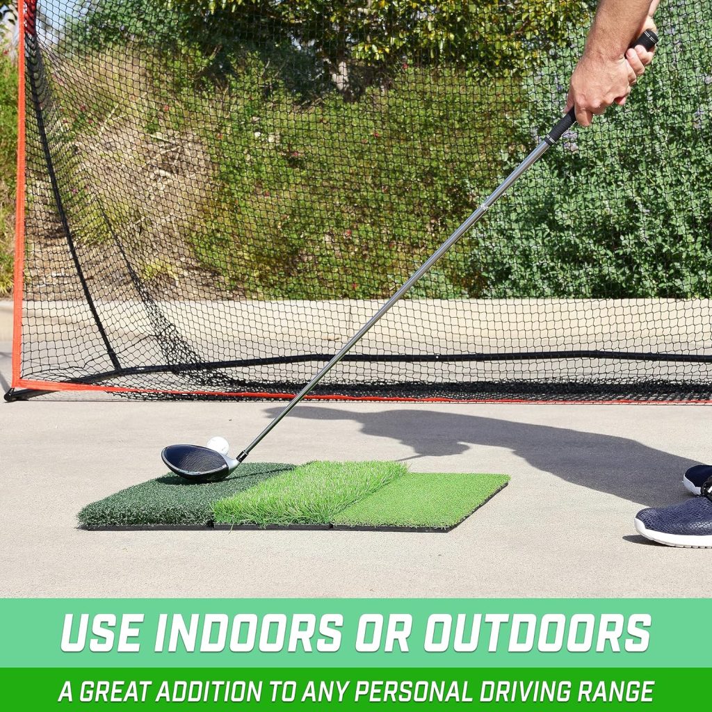 GoSports Tri-Turf XL Golf Practice Hitting Mat - Huge 24 Inch x 24 Inch for Optimal Practice