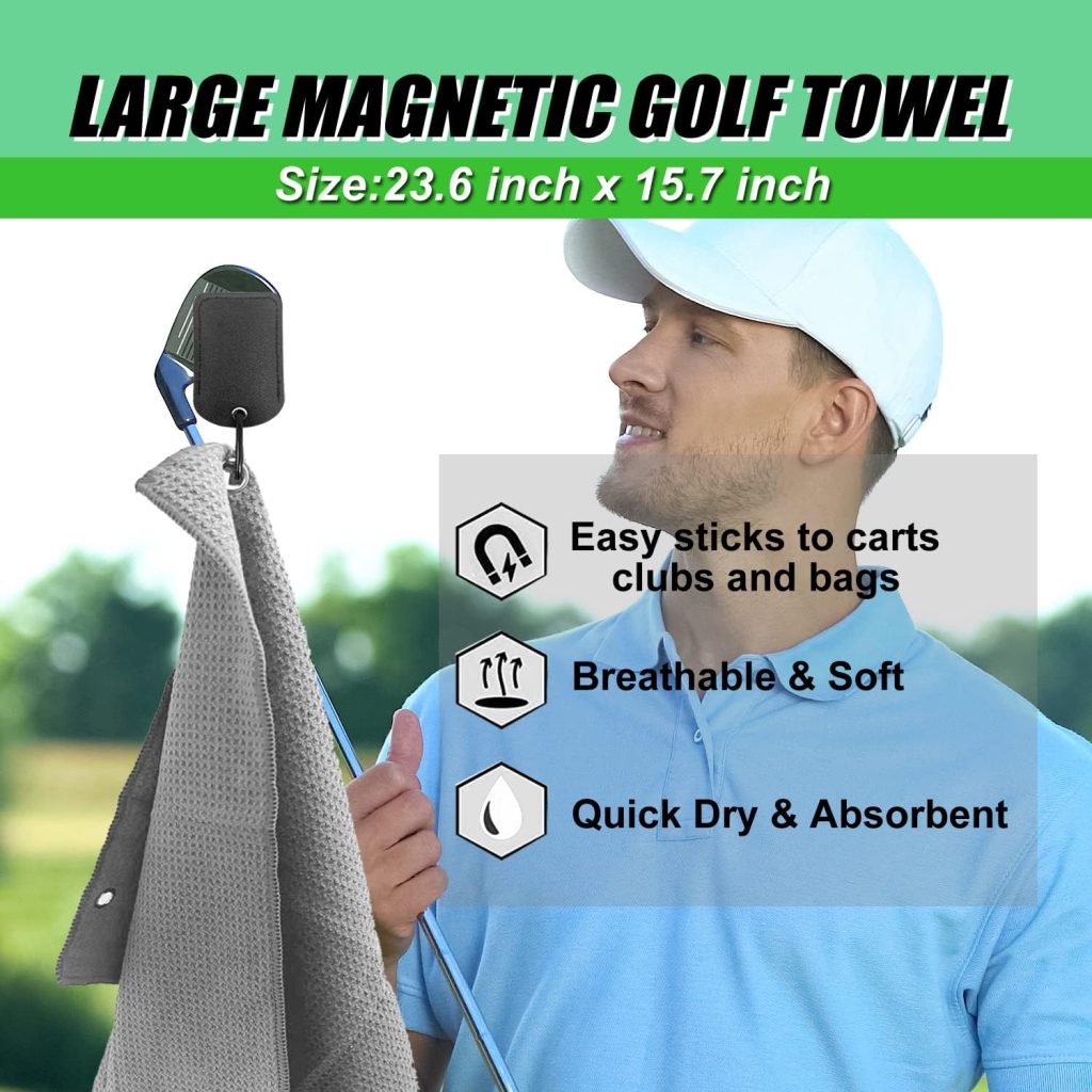 WHAMZ33 W Complete Golf Accessories Set for Men - Towel, Brush, Ball Marker, Divot Tool, Tees Holder
