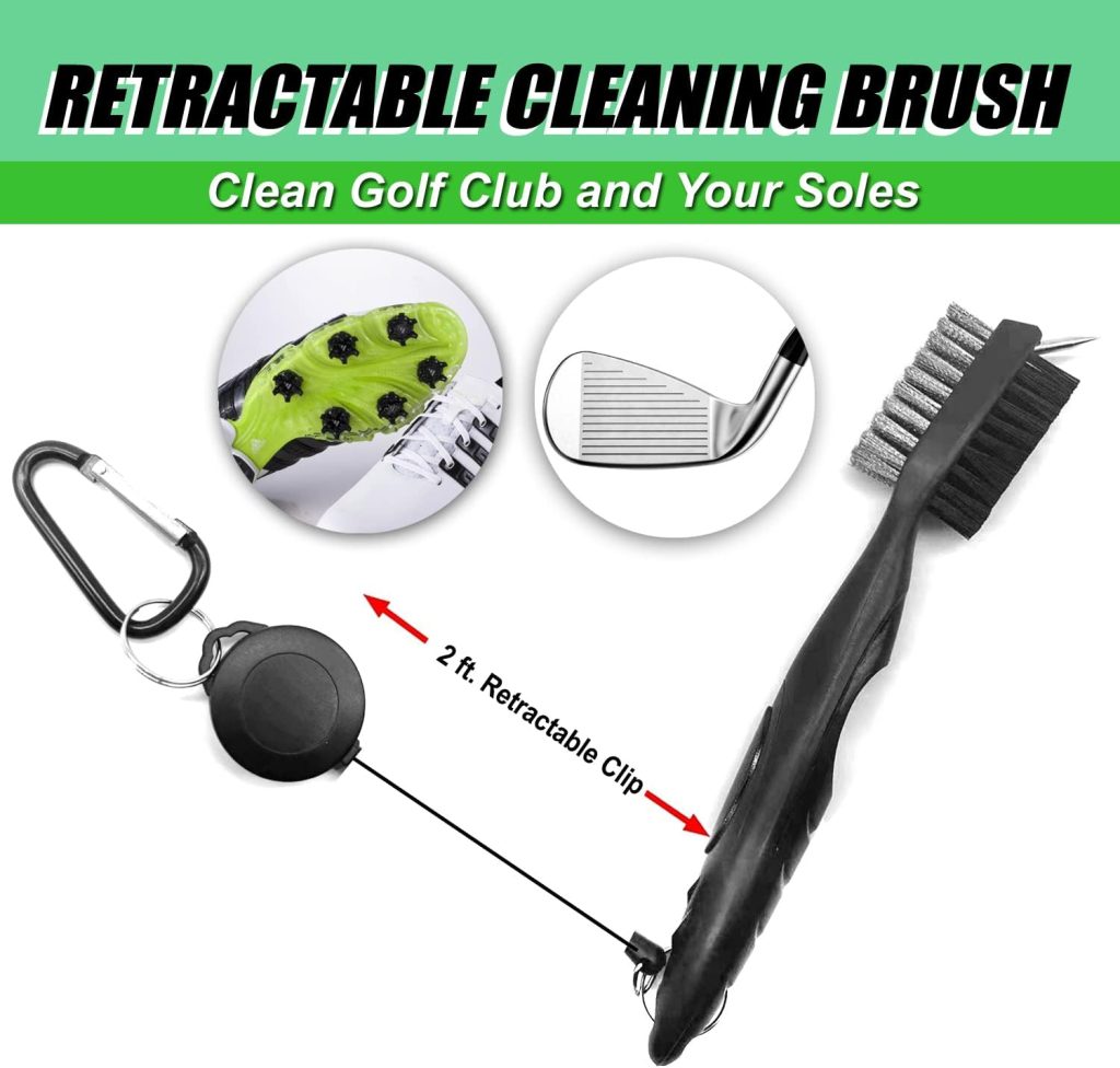 WHAMZ33 W Complete Golf Accessories Set for Men - Towel, Brush, Ball Marker, Divot Tool, Tees Holder