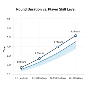 Line graph showing how round time increases with higher handicaps