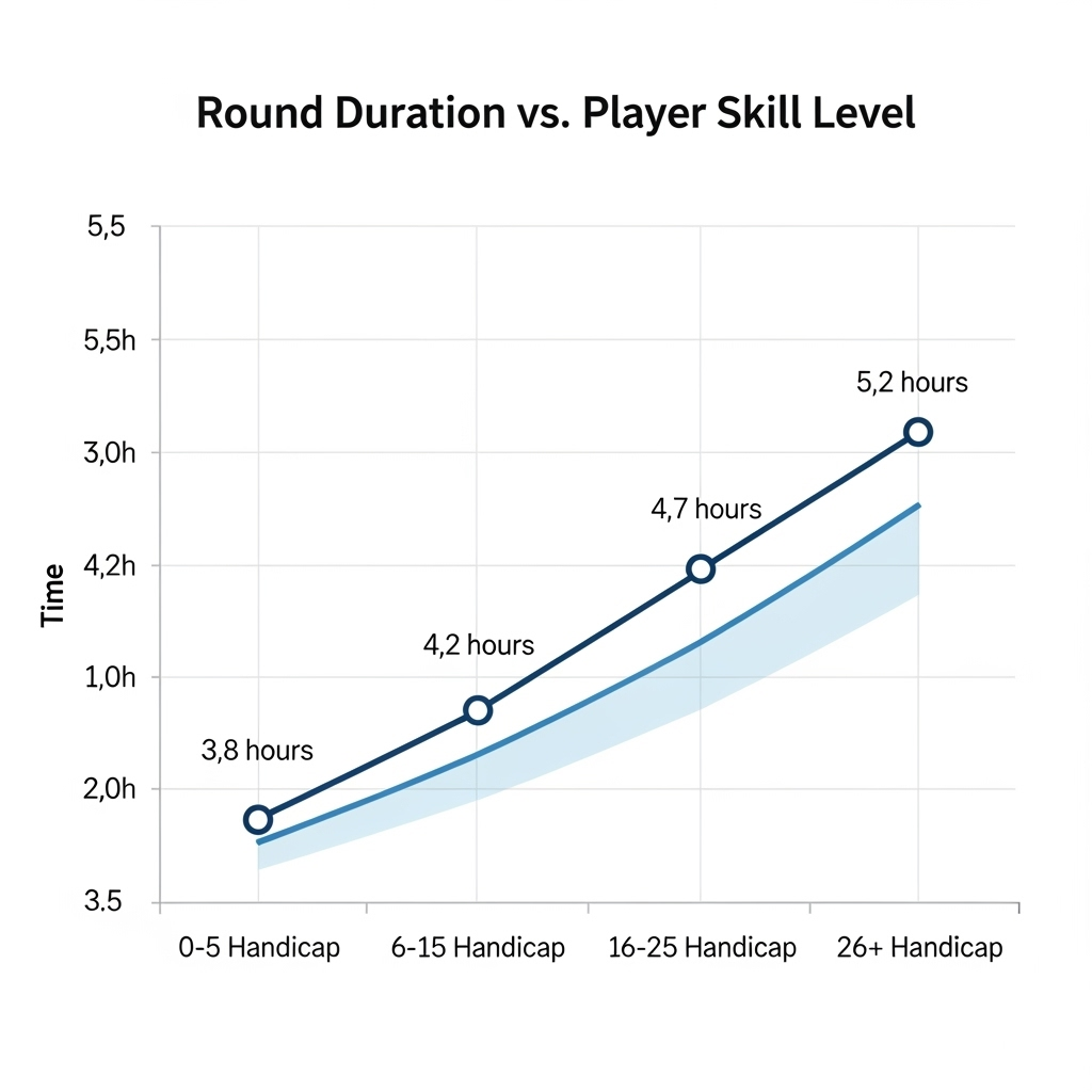 Line graph showing how round time increases with higher handicaps