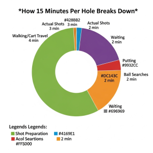 Pie chart showing how 15 minutes per hole breaks down across different activities
