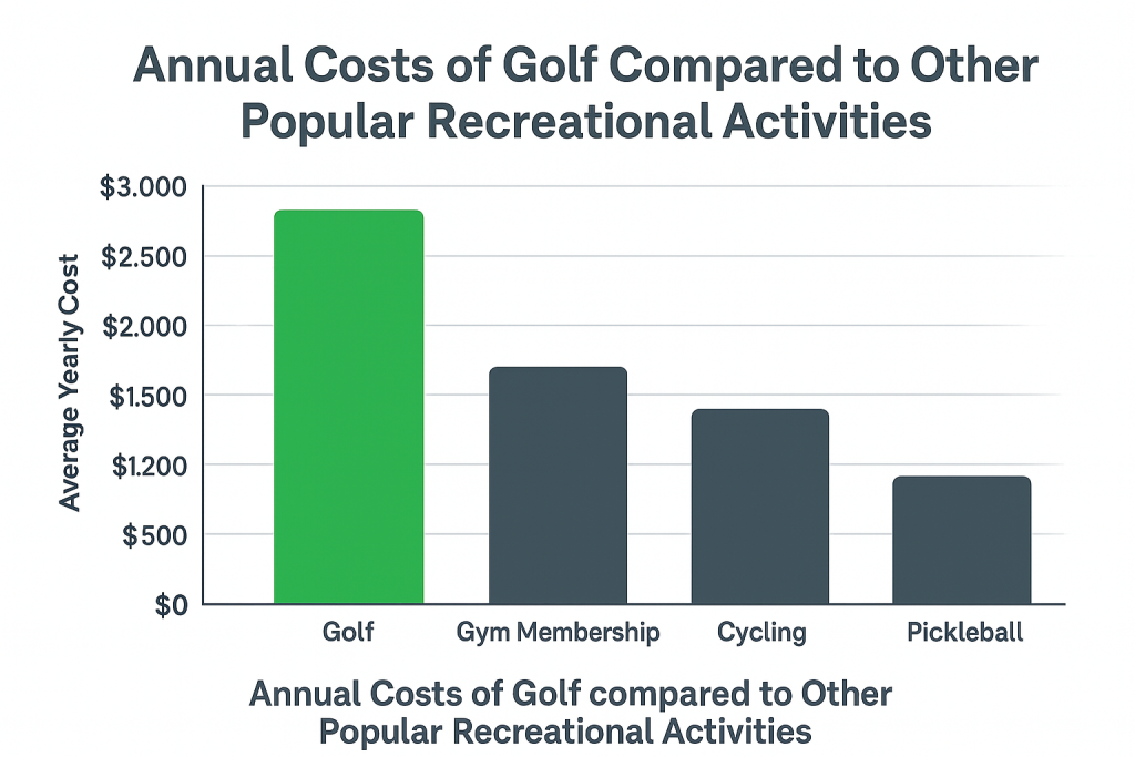 Annual costs of golf compared to other popular recreational activities